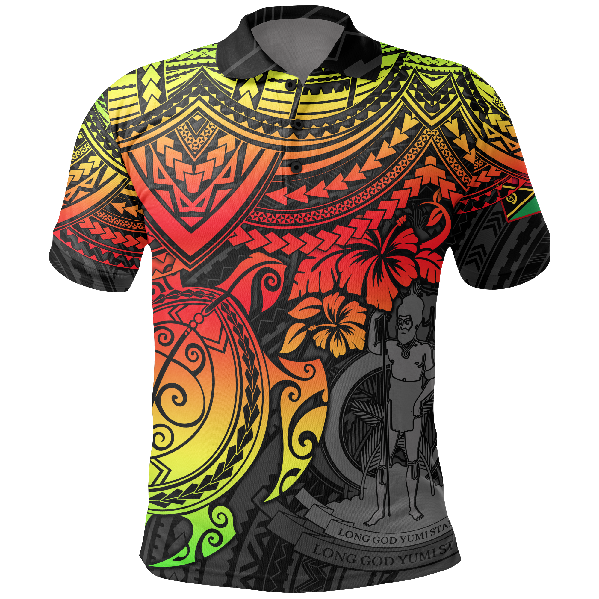 Vanuatu Polo Shirt Vanuatuan Flag Coat Of Arms Reggae Turtle Hibiscus Unisex RED - Polynesian Pride