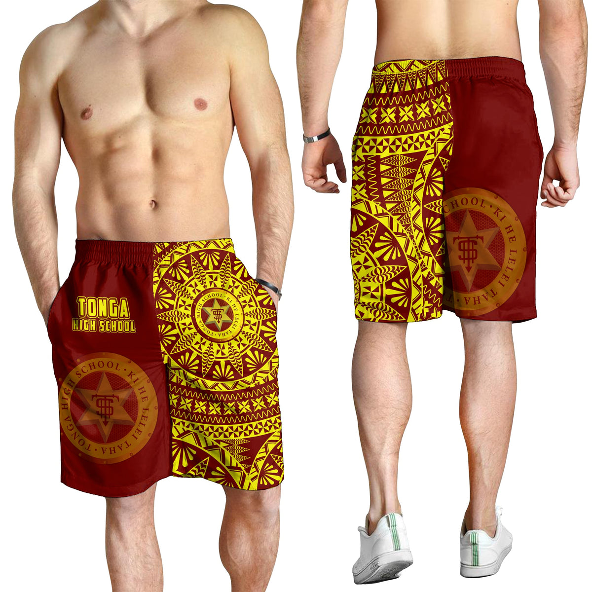 Tonga High School Men Shorts Tongan Ngatu Pattern LT14 - Polynesian Pride