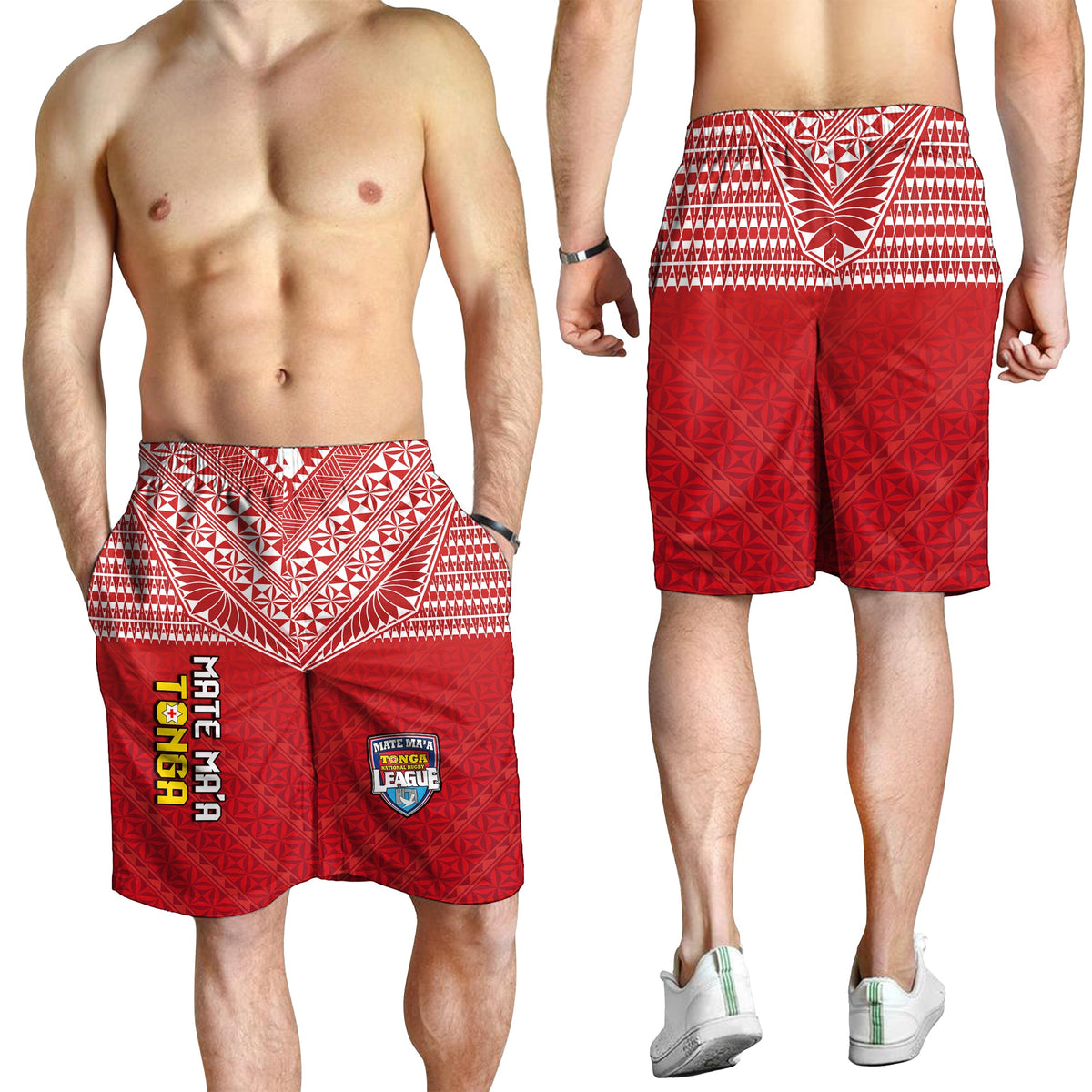 Tonga Rugby MMT Men Shorts Ngatu Mate Maa Tonga Special LT13 Red - Polynesian Pride