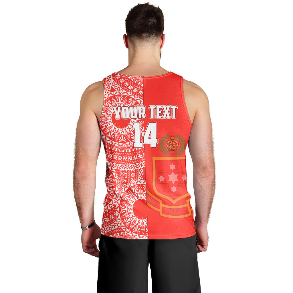 (Custom Text And Number) Kolisi Tonga High School Men Tank Top Class Of Year Tongan Ngatu Pattern LT14 - Polynesian Pride