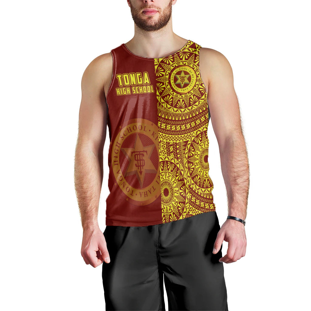 (Custom Personalised) Tonga High School Men Tank Top Tongan Ngatu Pattern LT14 - Polynesian Pride