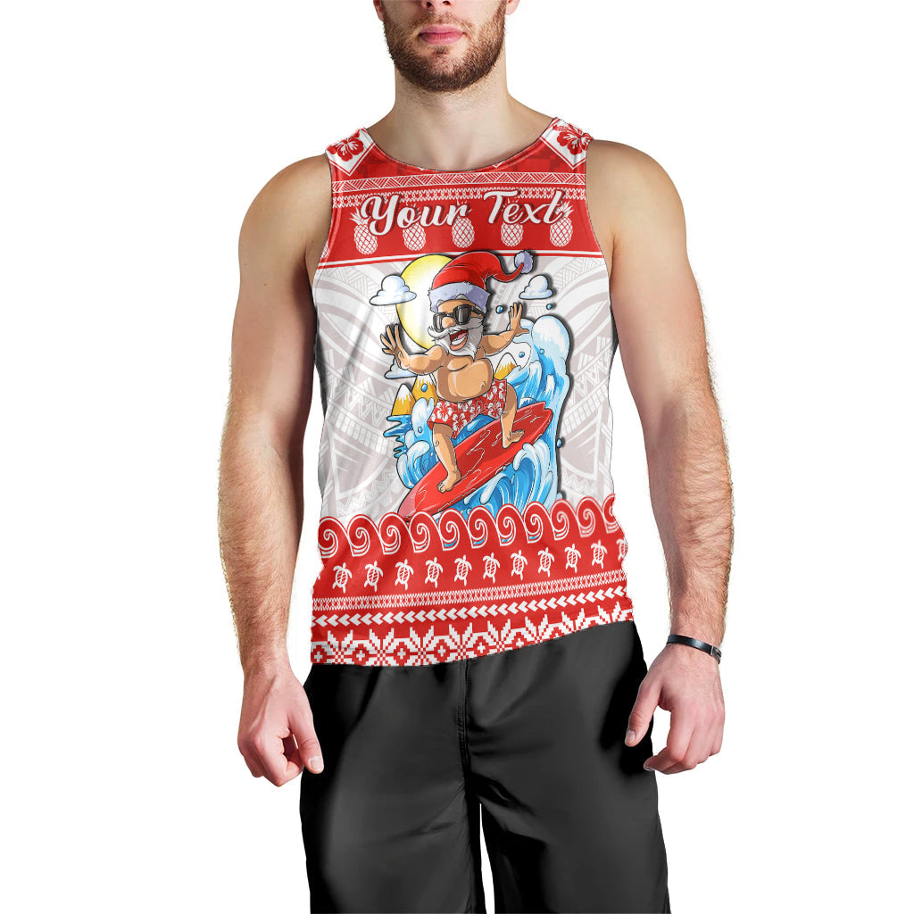 Custom Personalised Hawaii Christmas Men Tank Top Surfing Santa Mele Kalikimaka Polynesian LT14 - Polynesian Pride