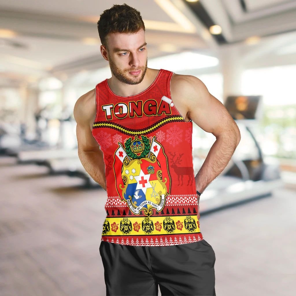 (Custom Personalised) Tonga Christmas Men Tank Top Tongan Ngatu Kilisimasi Fiefia LT14 - Polynesian Pride