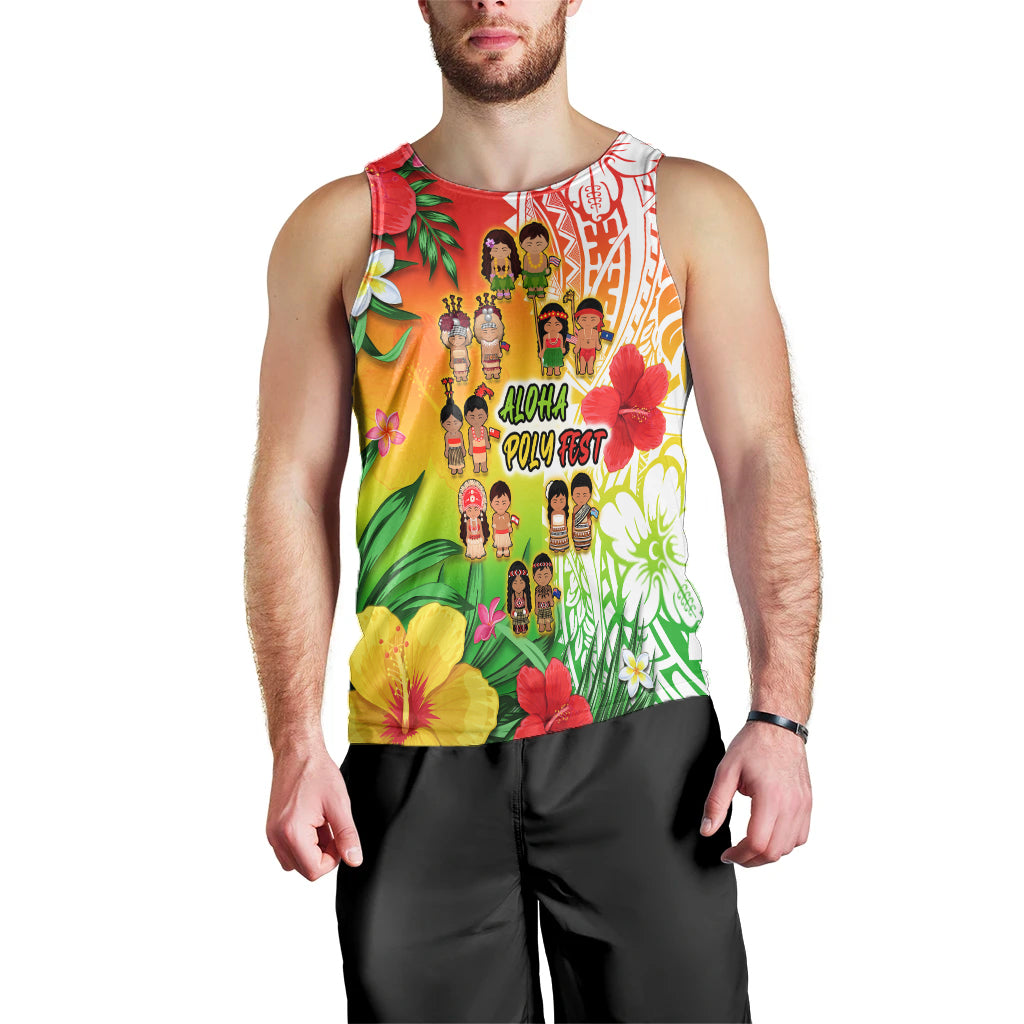 Aloha Poly Fest Men Tank Top Polynesian Pattern With Tropical Flowers LT14 - Polynesian Pride