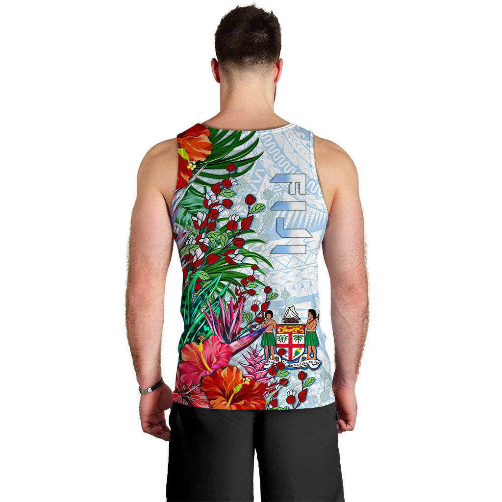 (Custom Personalised) Fiji Men Tank Top Proud Fijian Tapa mix Tagimoucia Flowers LT13 - Polynesian Pride