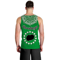 Rarotonga Cook Islands Men Tank Top Turtle and Map Style Green LT13 - Polynesian Pride