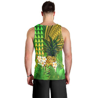 Hawaii Pineapple Men Tank Top Plumeria Frangipani Mix Tribal Pattern LT13 - Polynesian Pride
