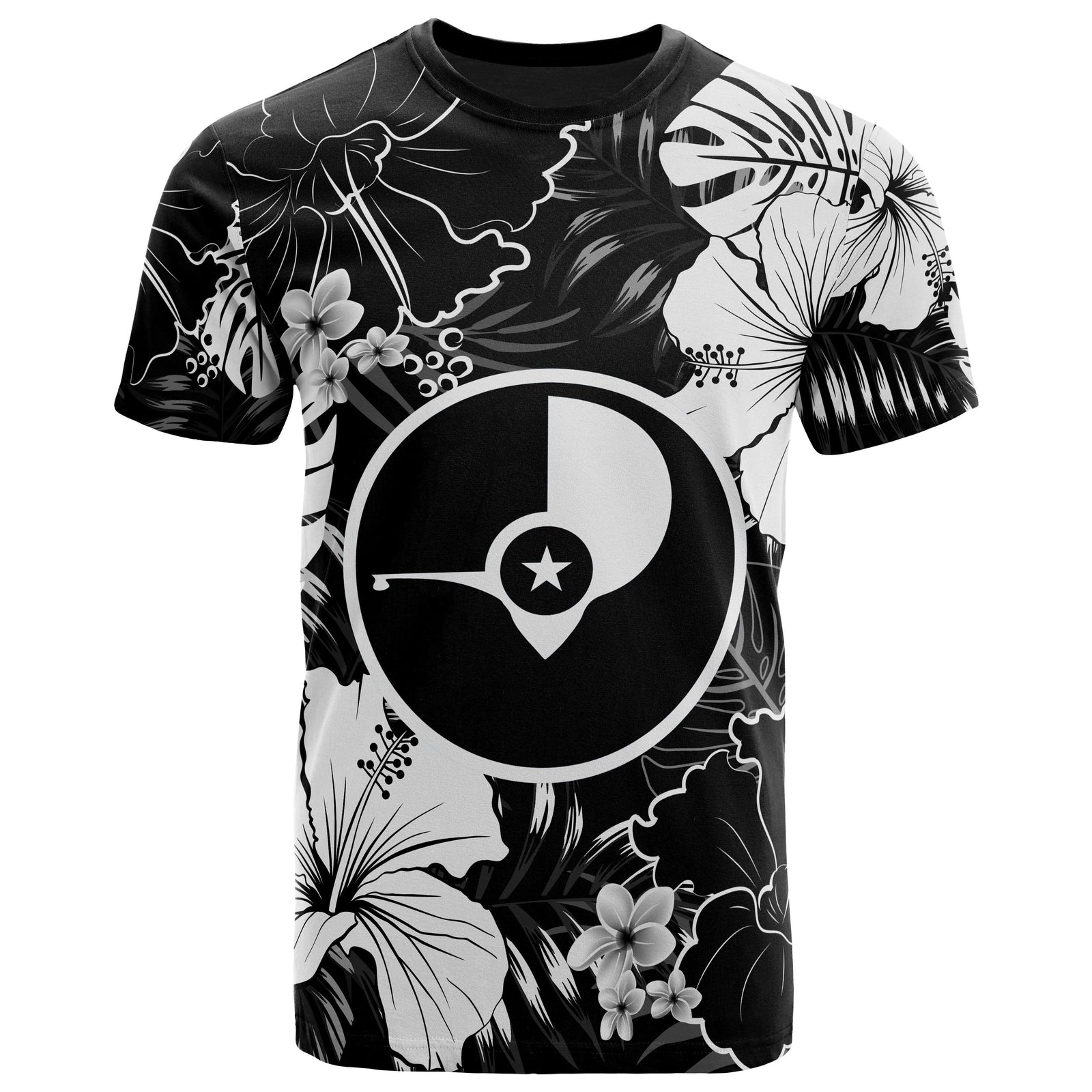 Yap Micronesia T Shirt White Hibiscus Palm Monstera Unisex WHITE - Polynesian Pride