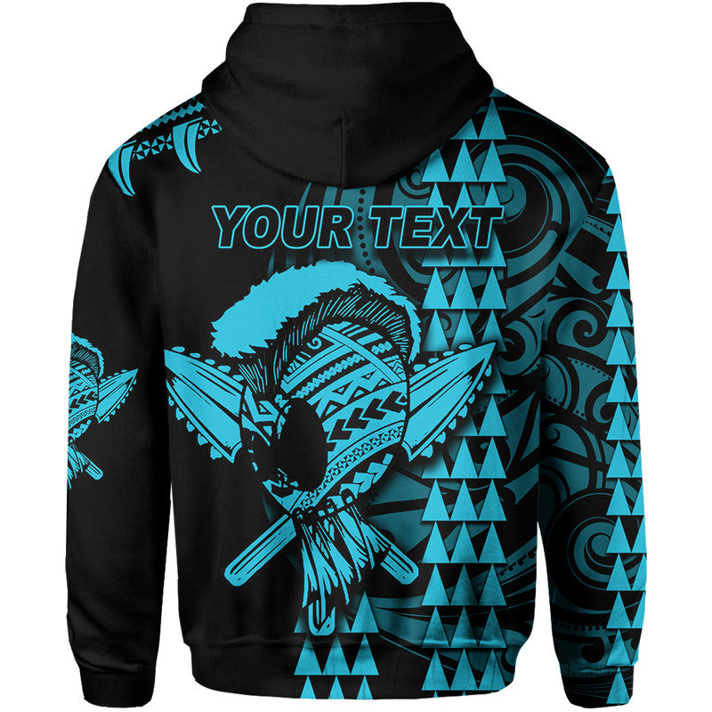 Custom Hawaii Polynesian Warrior Kakau Hoodie Blue LT6 - Polynesian Pride
