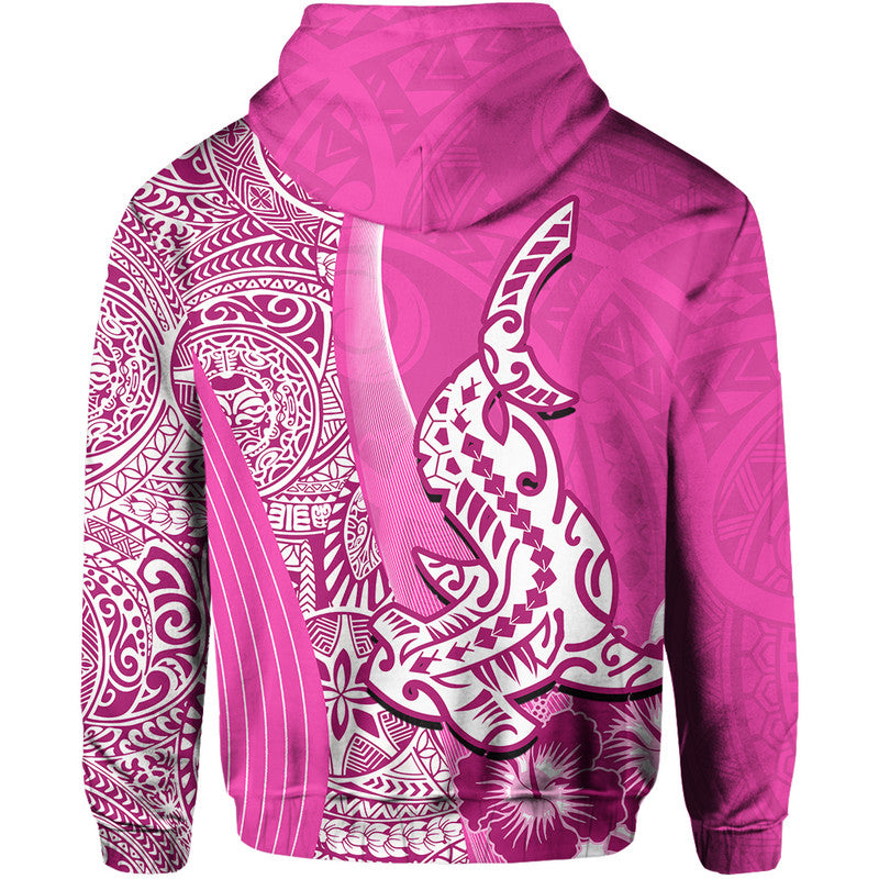 Hawaiian Shark Polynesian Hoodie Vibe Pink Style LT6 - Polynesian Pride