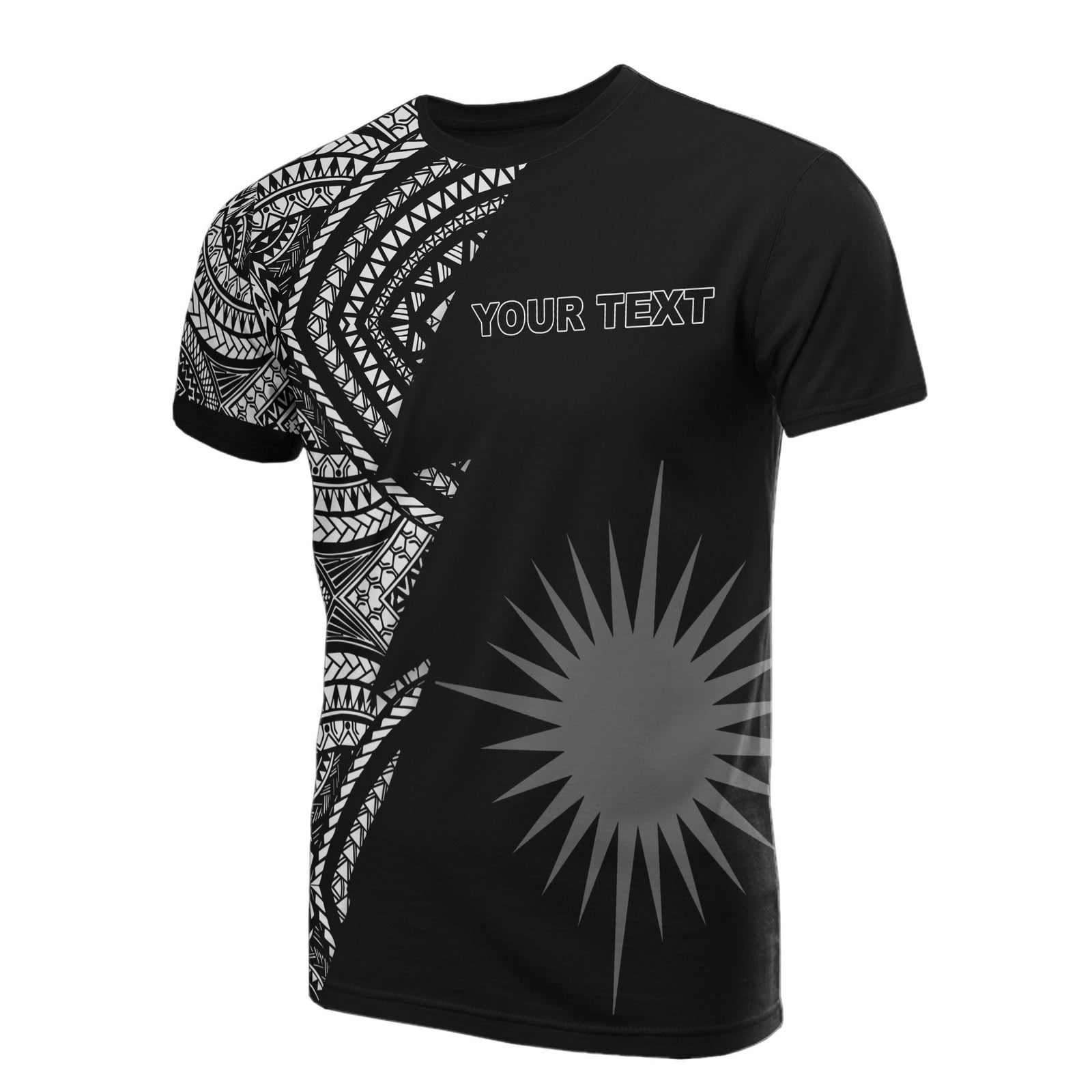 Marshall Islands All Over Custom T Shirt Marshall Islands FLag Micronesian Pattern Flash Unisex Black - Polynesian Pride