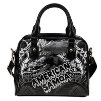 American Samoa Polynesian Shoulder Handbag - Eagle Tribal Pattern One Size Black - Polynesian Pride