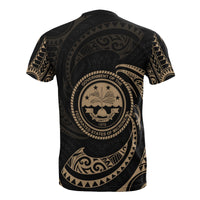 Federated States of Micronesia All Over T Shirt Gold Tribal Wave - Polynesian Pride