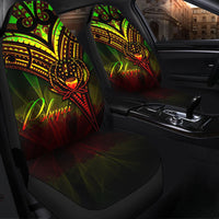 Pohnpei State Car Seat Cover - Cross Style Reggae Color Universal Fit Black - Polynesian Pride