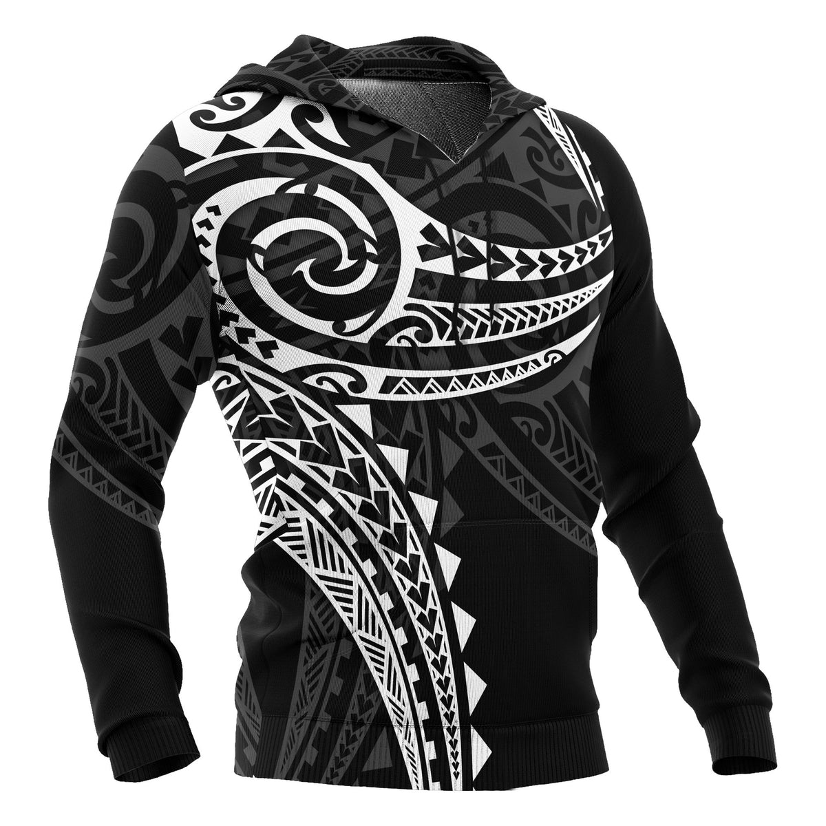 Polynesian Hoodie White Tribal Pattern - Polynesian Pride