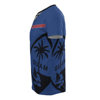 Guam All Over T Shirt Guam Coat of Arms Chamorro Pattern Blue Style - Polynesian Pride