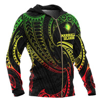 Marshall Islands Polynesian Zip up Hoodie Reggae Tribal Wave - Polynesian Pride