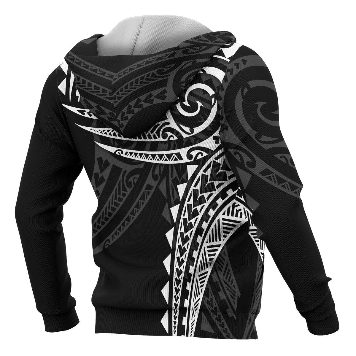 Polynesian Zip up Hoodie White Tribal Pattern - Polynesian Pride
