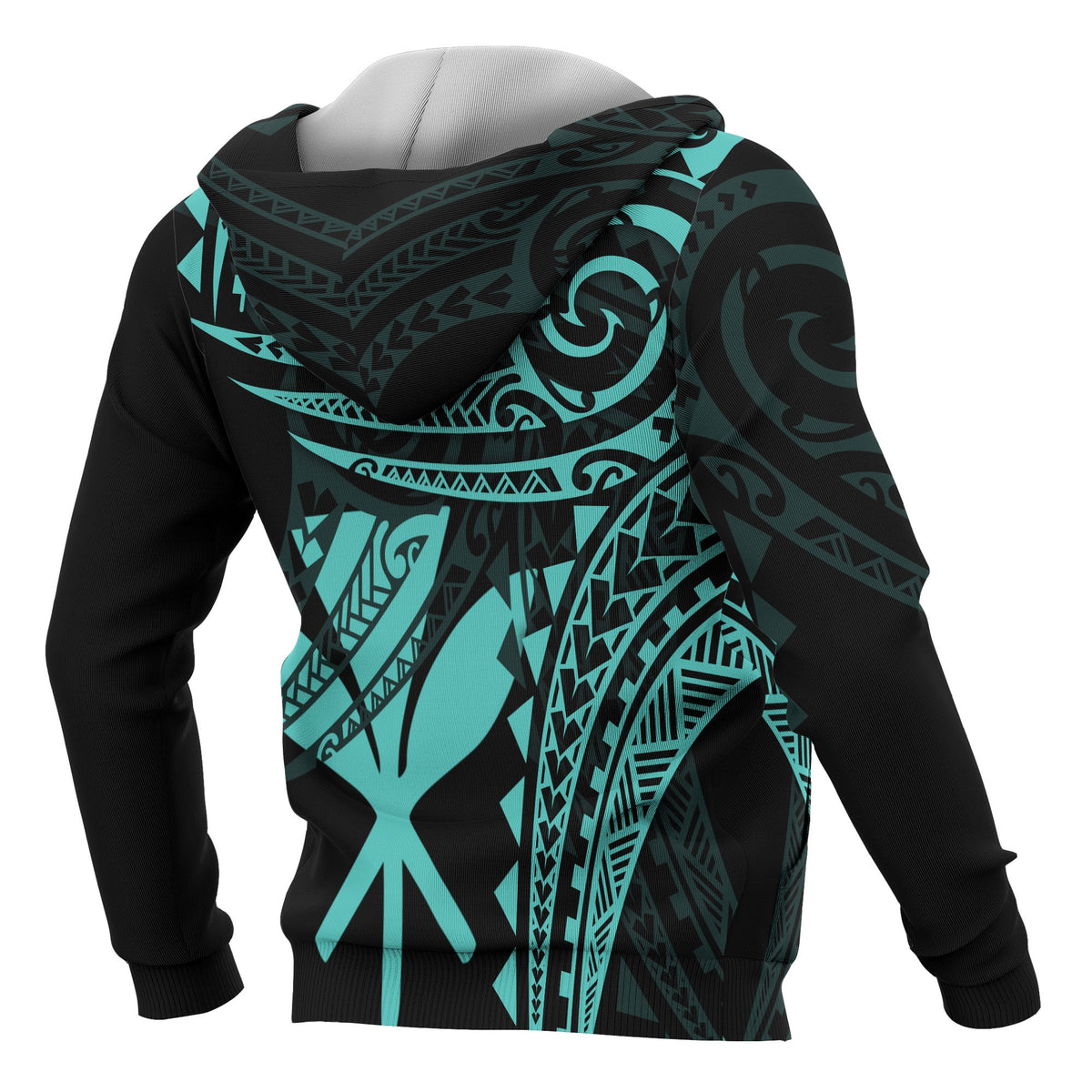 Hawaii Polynesian Zip up Hoodie Blue Tribal Pattern - Polynesian Pride
