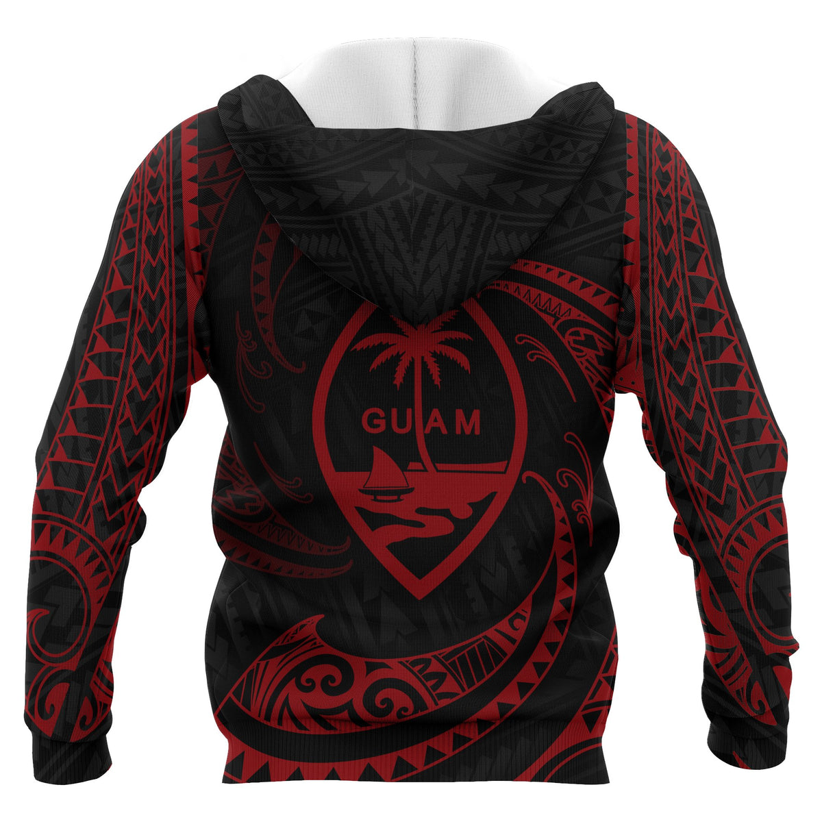 Guam Polynesian Hoodie Red Tribal Wave - Polynesian Pride