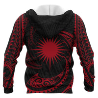 Marshall Islands Polynesian Zip up Hoodie Red Tribal Wave - Polynesian Pride