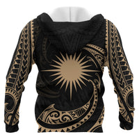 Marshall Islands Polynesian Zip up Hoodie Gold Tribal Wave - Polynesian Pride