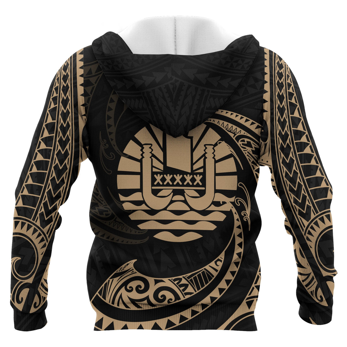 Tahiti Polynesian Hoodie Gold Tribal Wave - Polynesian Pride