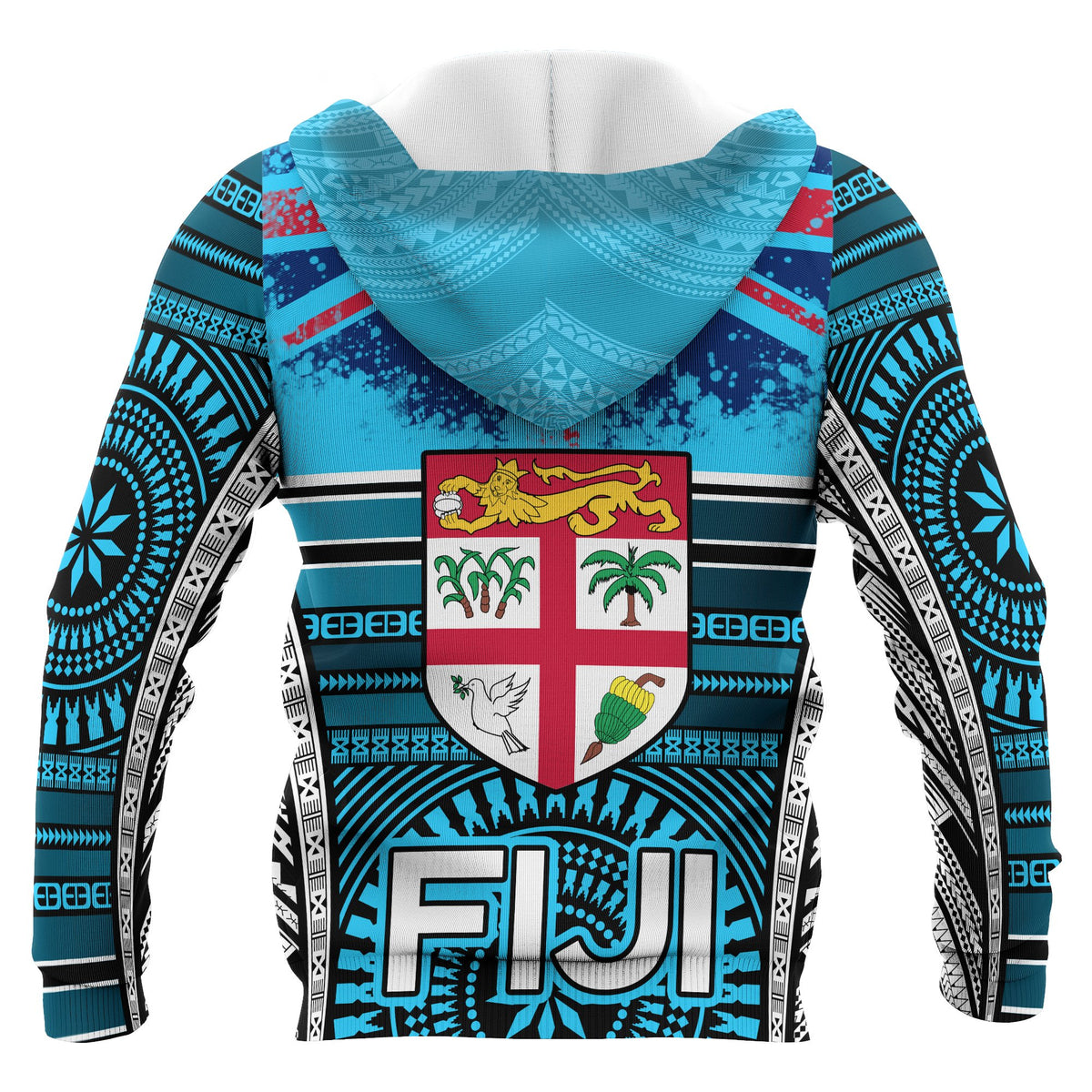 Fiji Polynesian Hoodie Flag With Pattern - Polynesian Pride