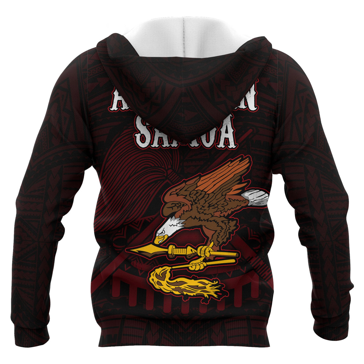 American Samoa Polynesian All Over Zip up Hoodie Red Eagle - Polynesian Pride