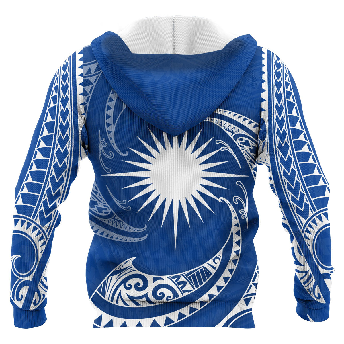 Marshall Islands Polynesian Hoodie Blue Tribal Wave - Polynesian Pride