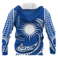 Marshall Islands Polynesian Zip up Hoodie Blue Tribal Wave - Polynesian Pride