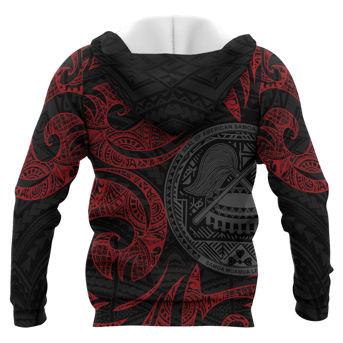 American Samoa Polynesian ll Over Hoodie Red Tribal - Polynesian Pride