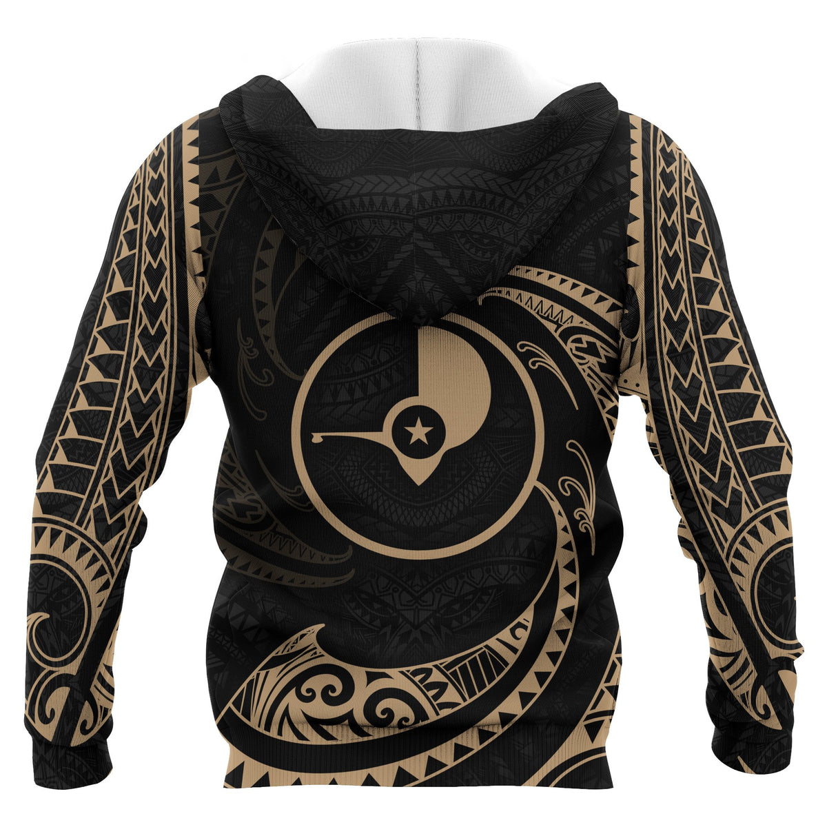 Yap Micronesia ll Over Hoodie Gold Tribal Wave - Polynesian Pride