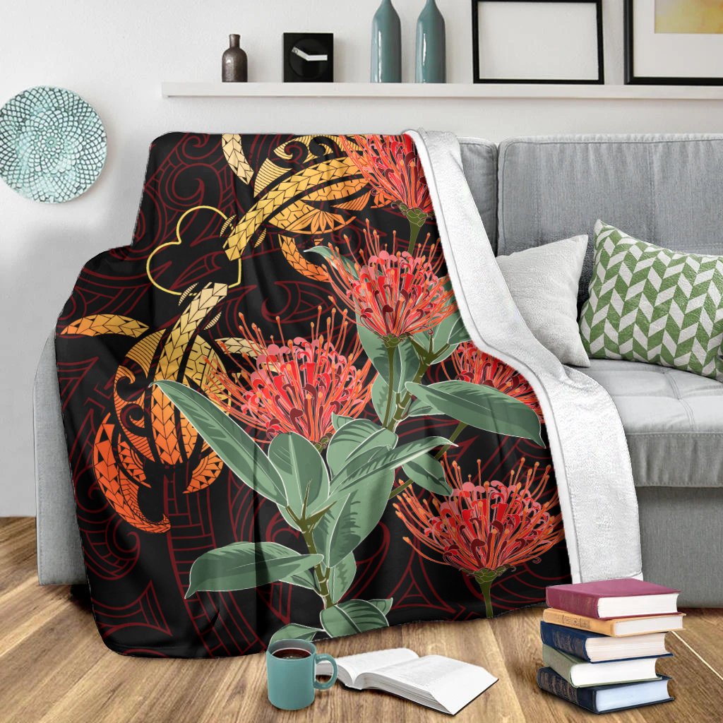 (Personalized) Hawaii Turtle Lehua Flower Polynesian Premium Blanket - Lehua Style - AH - Polynesian Pride