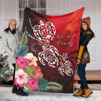 Hawaii Turtle Family Premium Blanket - We Are Family - AH - Polynesian Pride