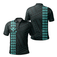 Hawaiian Kakau Polo Shirt Simple Style Full Color LT6 Unisex Teal - Polynesian Pride