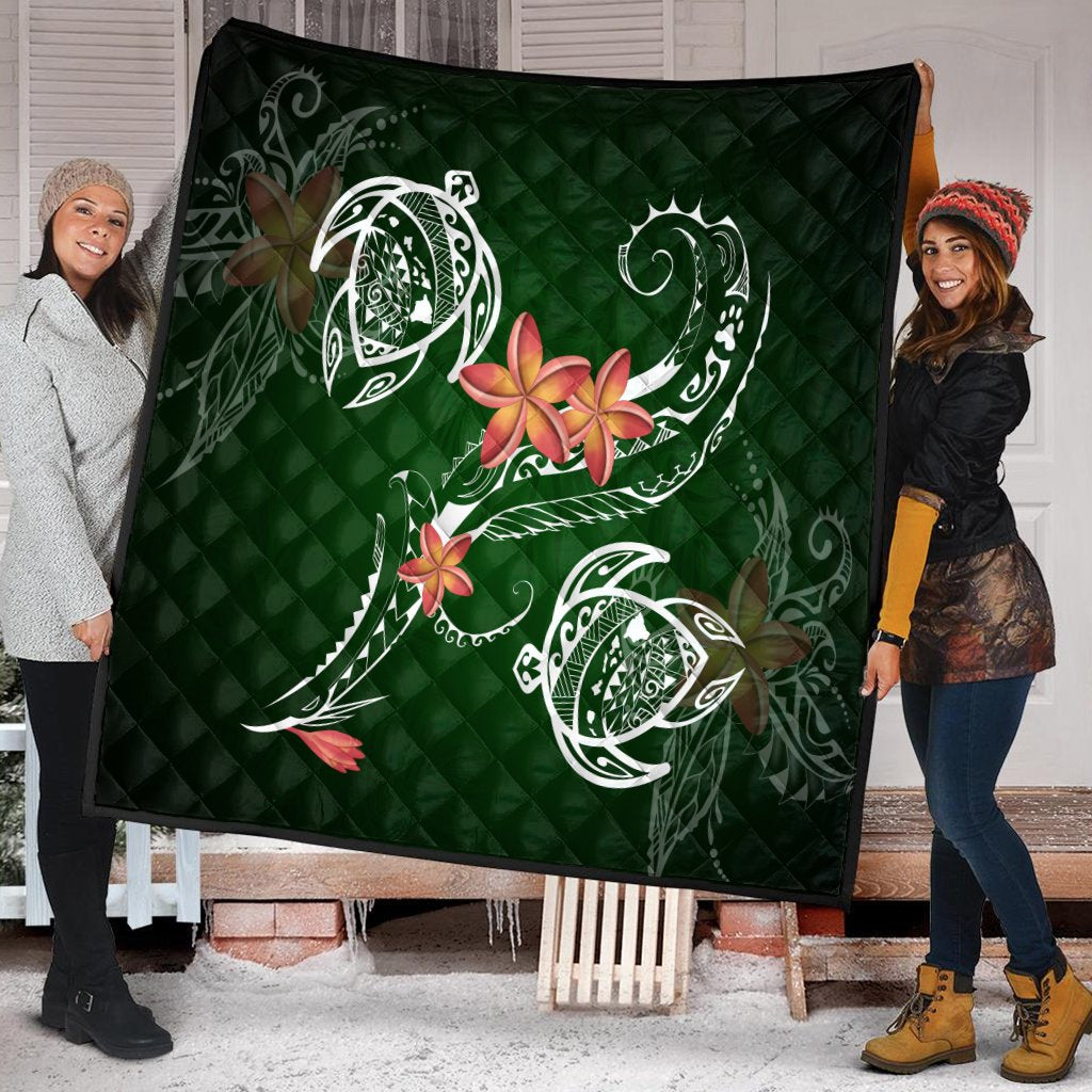Hawaii Turtle Plumeria Polynesian Premium Quilt - Luck Style - AH - Polynesian Pride