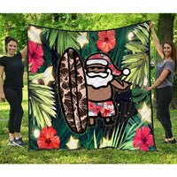 Hawaii Santa Claus Surf Christmas Pattern Premium Quilt - AH - Polynesian Pride