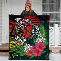 Hawaii Dophin Couple Love Polynesian Flower Premium Quilt - AH - Polynesian Pride