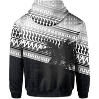 Fiji Rugby Makare and Tapa Patterns Hoodie Black - Polynesian Pride