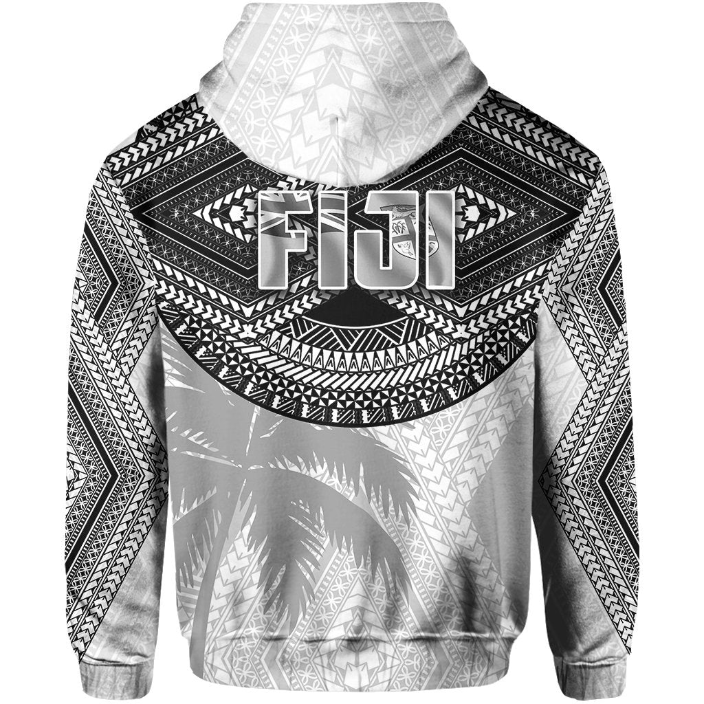 Fiji Rugby Polynesian Zip Hoodie White - Polynesian Pride