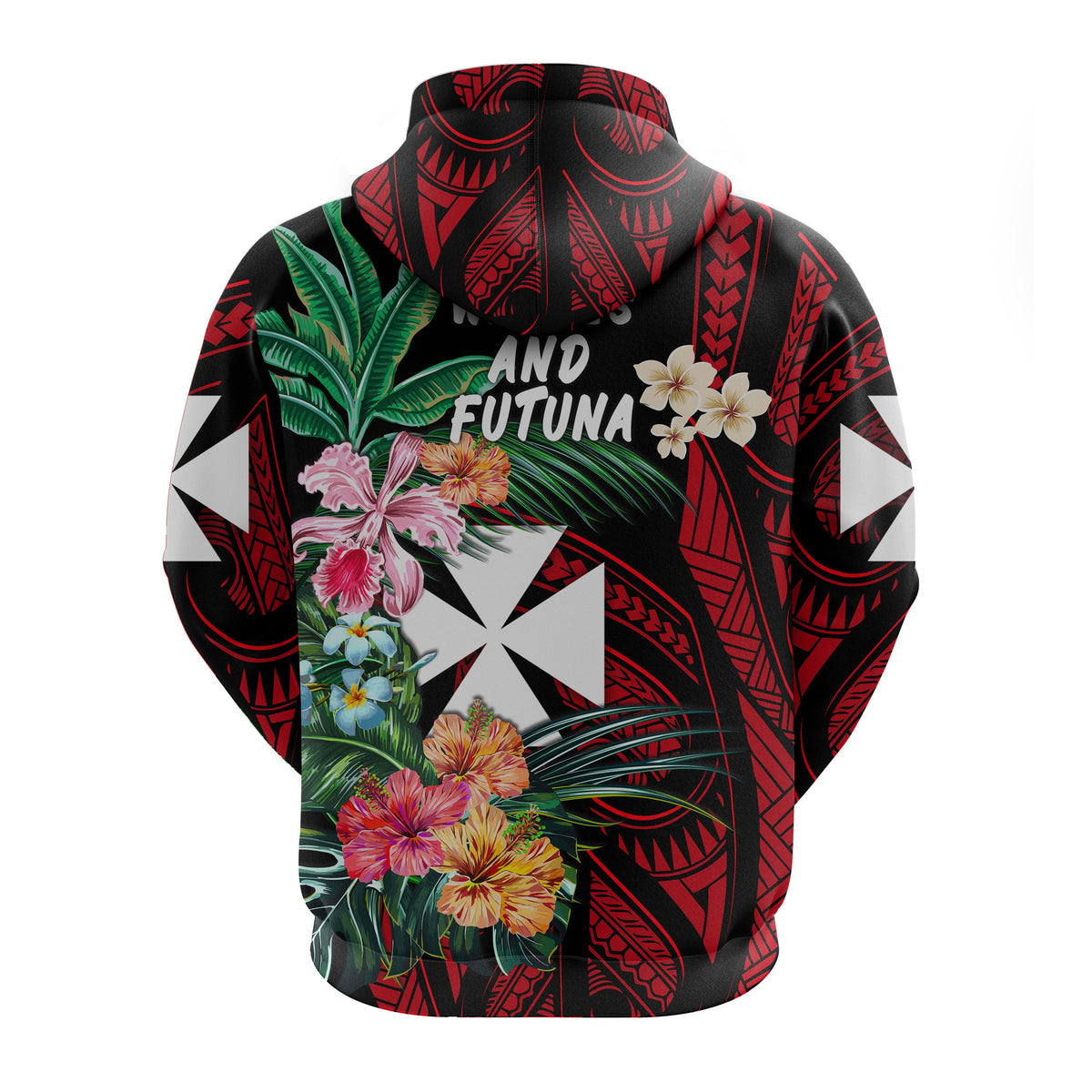 Wallis and Futuna Rugby Hoodie Hibiscus (Zip) - Polynesian Pride