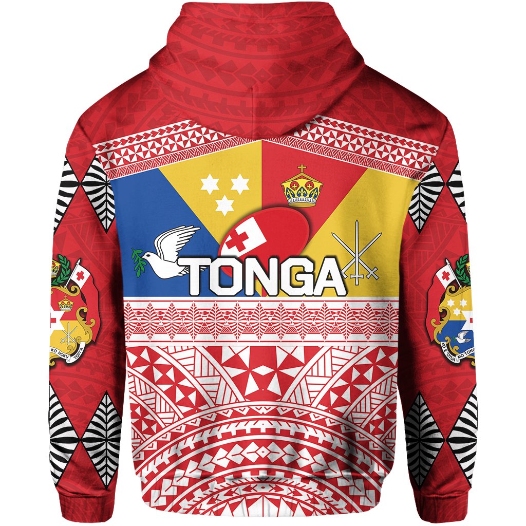 Tonga Rugby Zip Hoodie Special Coat of Arms - Polynesian Pride