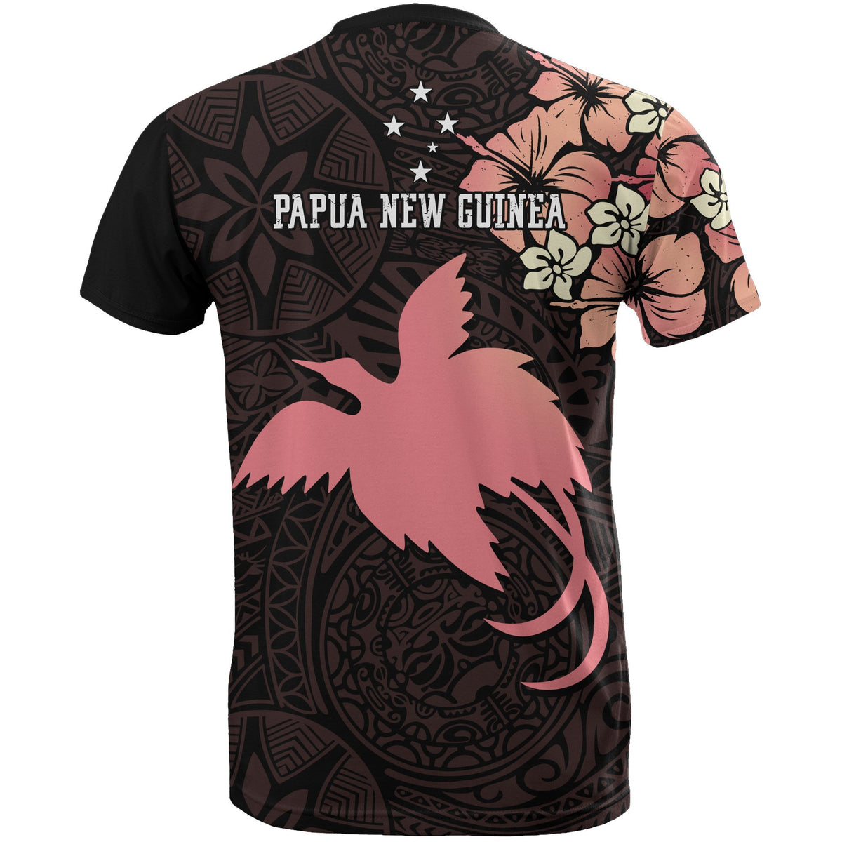 Papua New Guinea T Shirts Papua New Guinea Pink Flag Hibiscus - Polynesian Pride