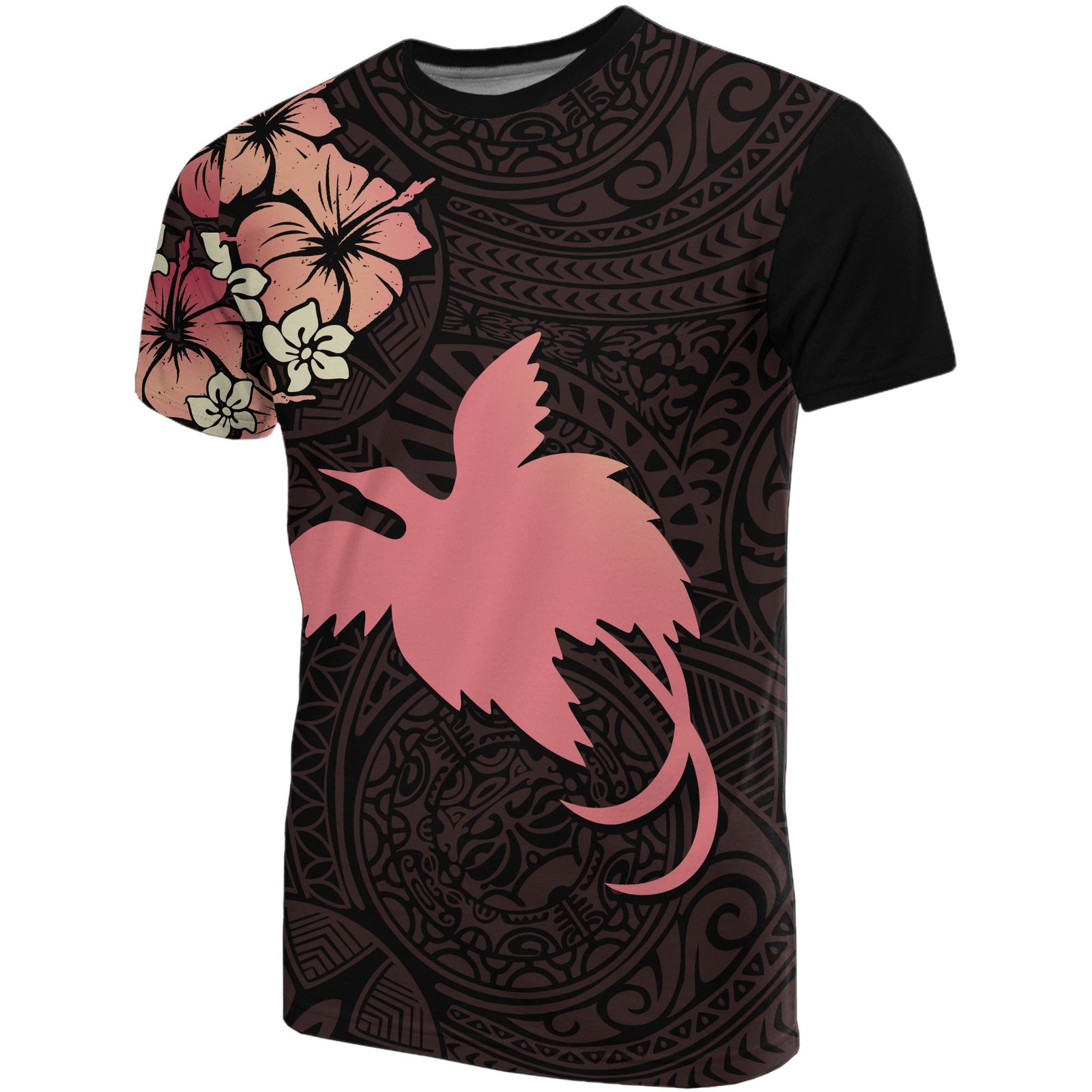 Papua New Guinea T Shirts Papua New Guinea Pink Flag Hibiscus Unisex Black - Polynesian Pride