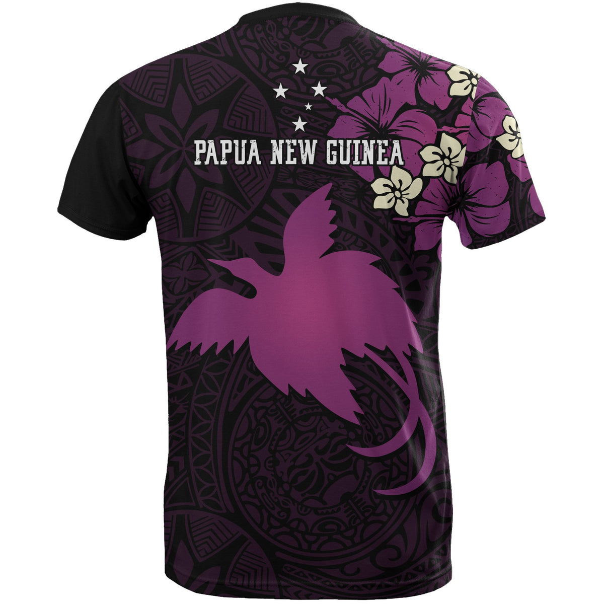 Papua New Guinea T Shirts Papua New Guinea Purple Flag Hibiscus - Polynesian Pride