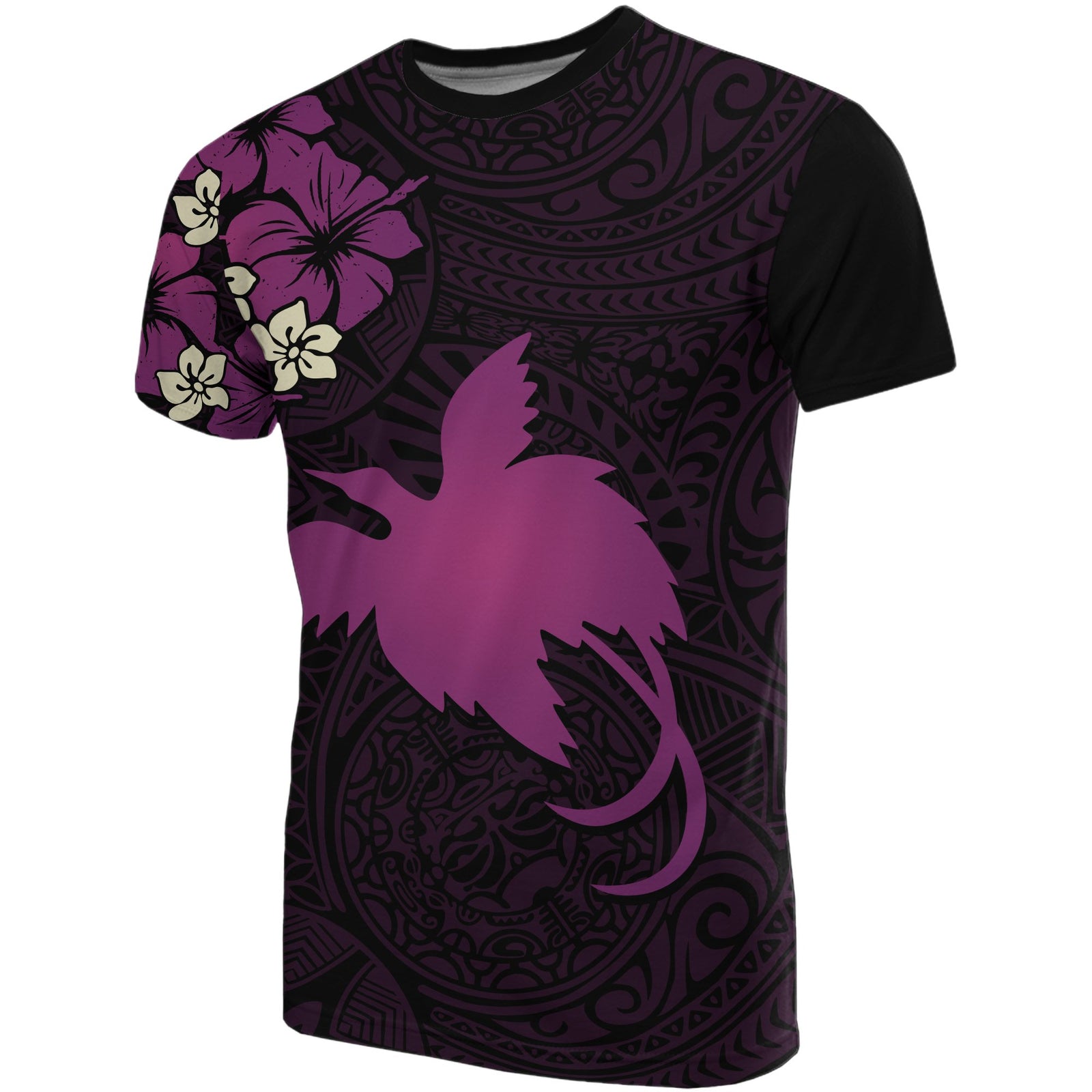 Papua New Guinea T Shirts Papua New Guinea Purple Flag Hibiscus Unisex Purple - Polynesian Pride