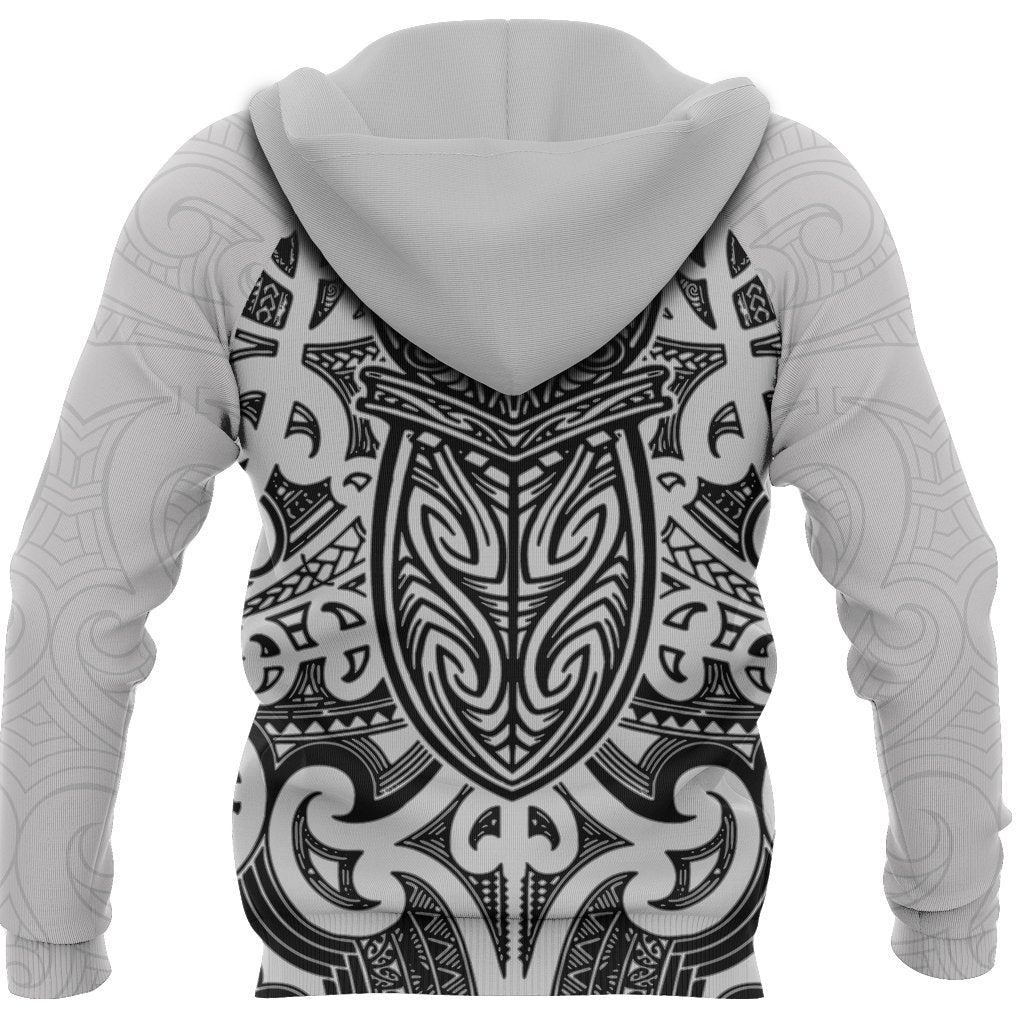 New Zealand Hoodie Maori Rugby Black and White - Polynesian Pride