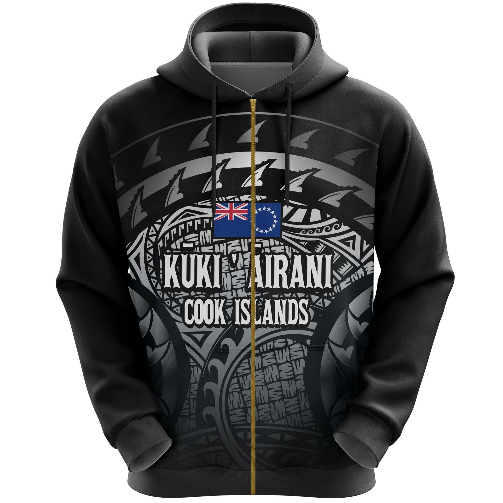 Cook Islands Turtle Zip Hoodie (Gray) Unisex Gray - Polynesian Pride