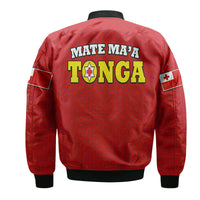 Mate Ma'a Tonga Rugby Bomber Jacket Tongan Kupesi Red Style LT9 - Polynesian Pride